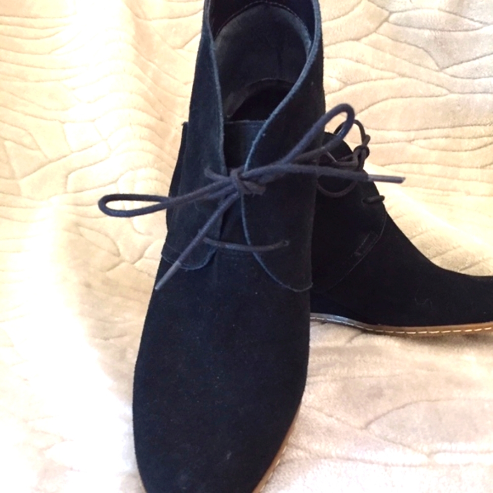 Franco Sarto Black Suede Wedges Shoes